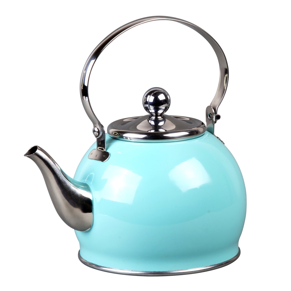77097 1 Qt. Royal Stainless Steel Tea Kettle With Removable Infuser Basket & Folding Handle - Aqua Sky