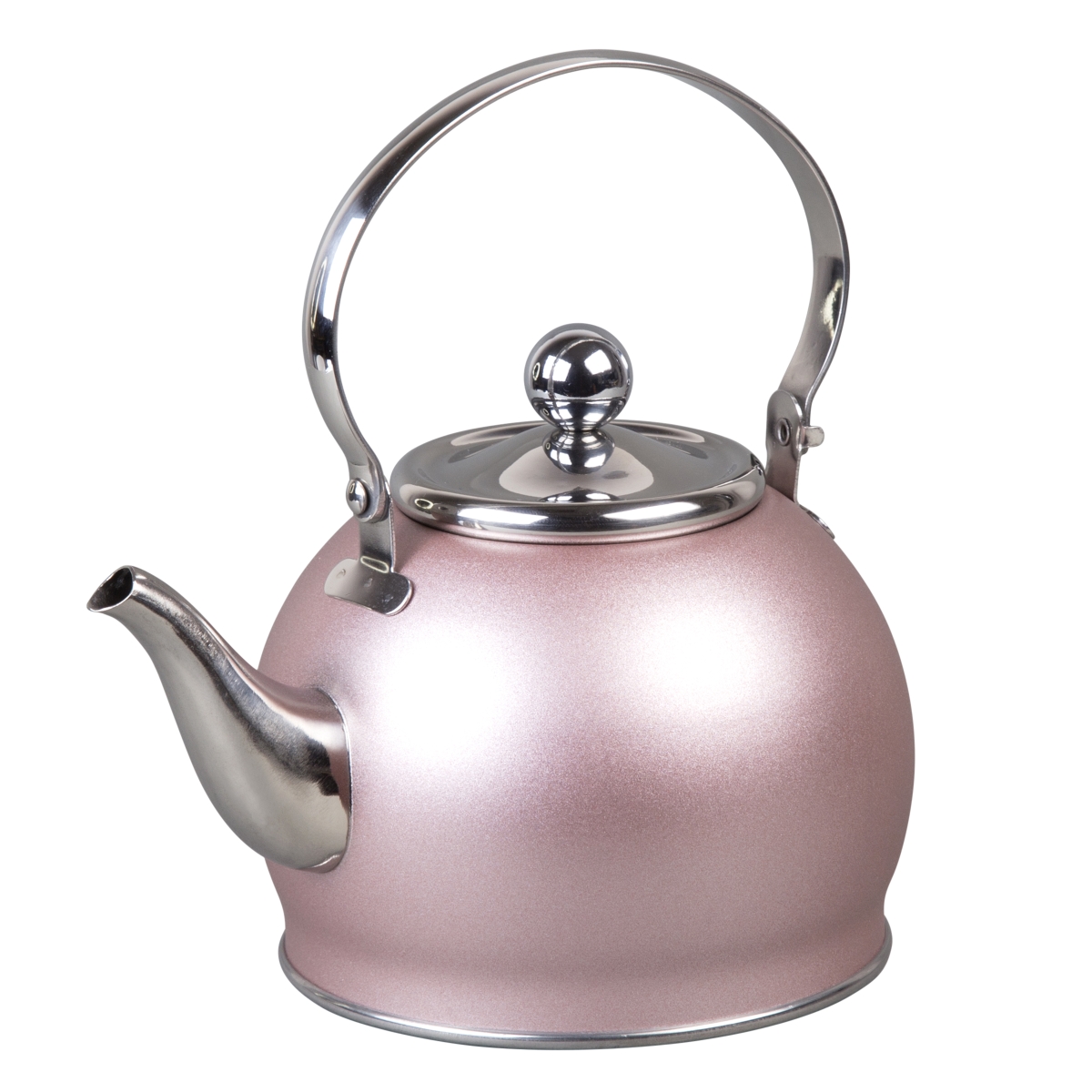 77098 1 Qt. Royal Stainless Steel Tea Kettle With Removable Infuser Basket & Folding Handle - Rose Gold