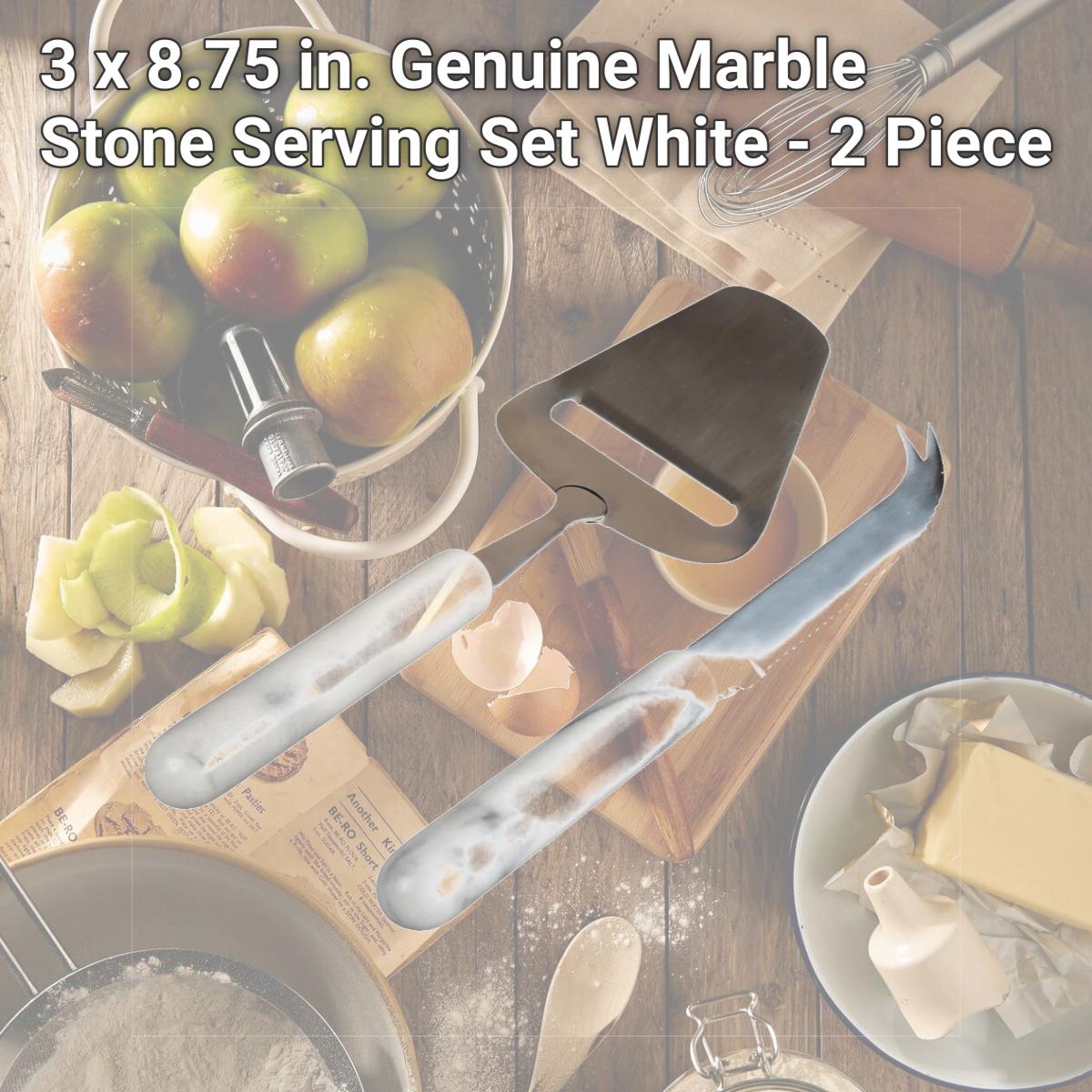 Picture of EVCO International 33132 3 x 8.75 in. Genuine Marble Stone Serving Set, White - 2 Piece