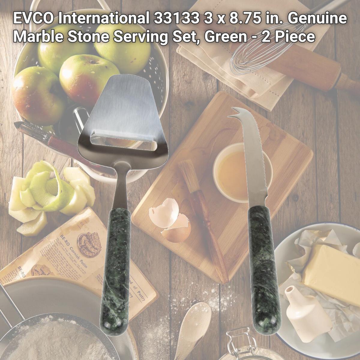 Picture of EVCO International 33133 3 x 8.75 in. Genuine Marble Stone Serving Set, Green - 2 Piece