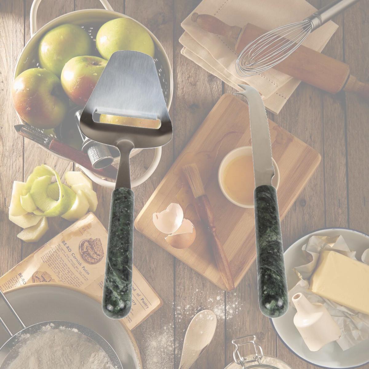 Picture of EVCO International 33133 3 x 8.75 in. Genuine Marble Stone Serving Set, Green - 2 Piece