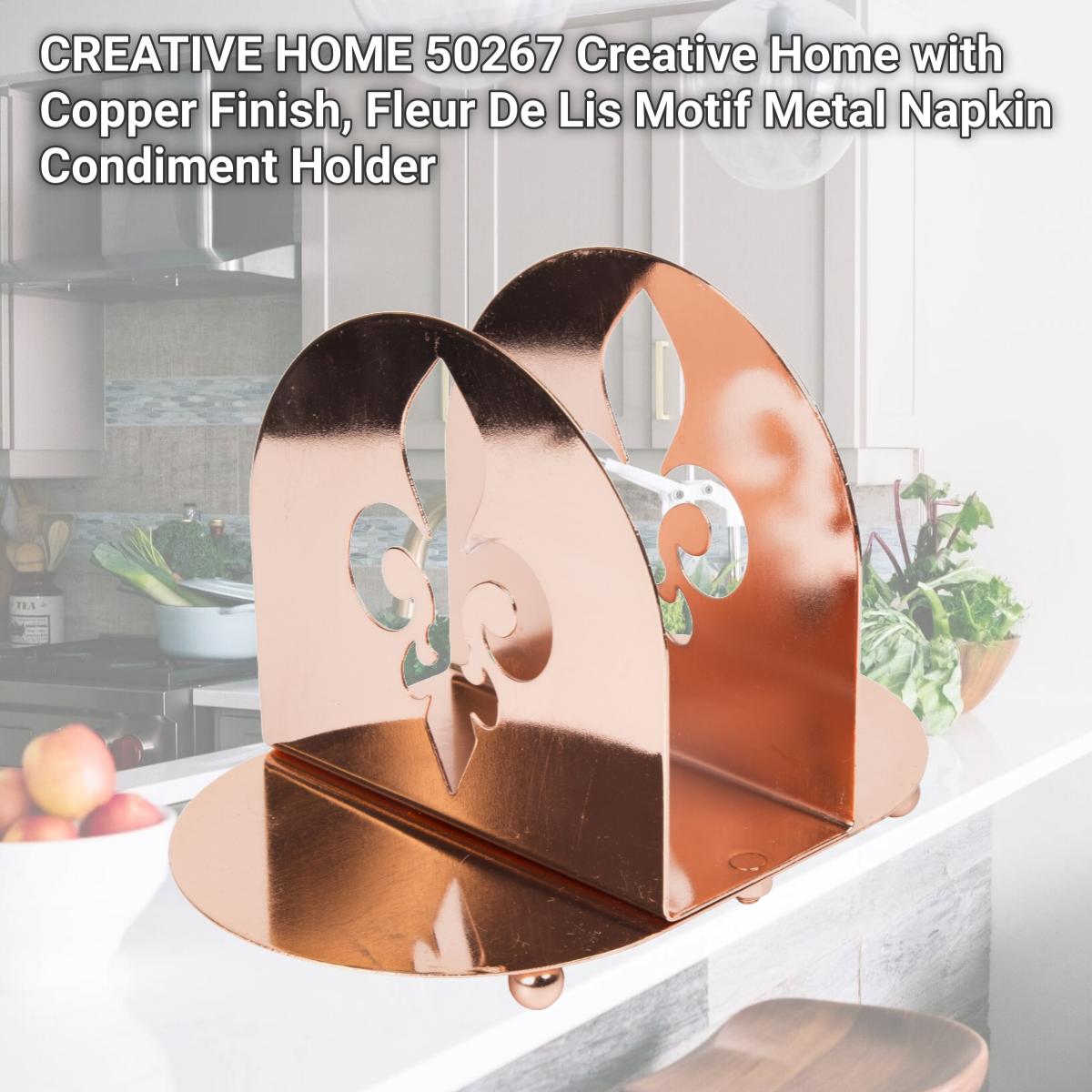 Picture of CREATIVE HOME 50267 Creative Home with Copper Finish, Fleur De Lis Motif Metal Napkin Condiment Holder