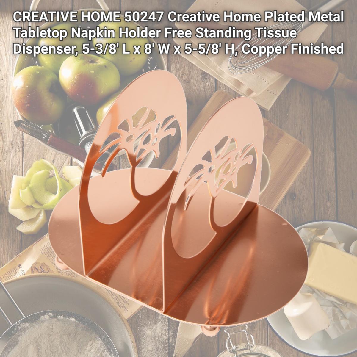 Picture of CREATIVE HOME 50247 Creative Home Plated Metal Tabletop Napkin Holder Free Standing Tissue Dispenser, 5-3/8' L x 8' W x 5-5/8' H, Copper Finished