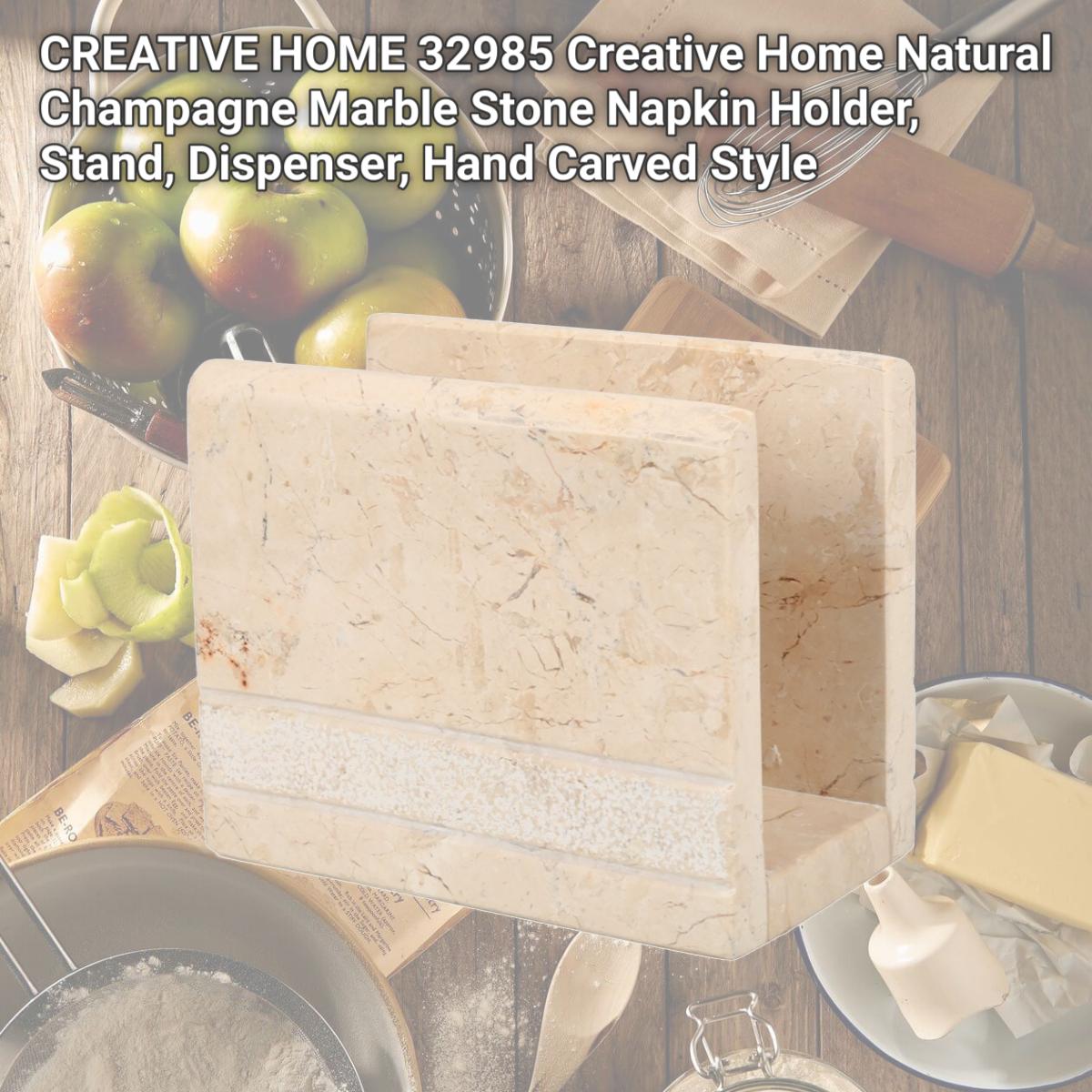 Picture of CREATIVE HOME 32985 Creative Home Natural Champagne Marble Stone Napkin Holder, Stand, Dispenser, Hand Carved Style
