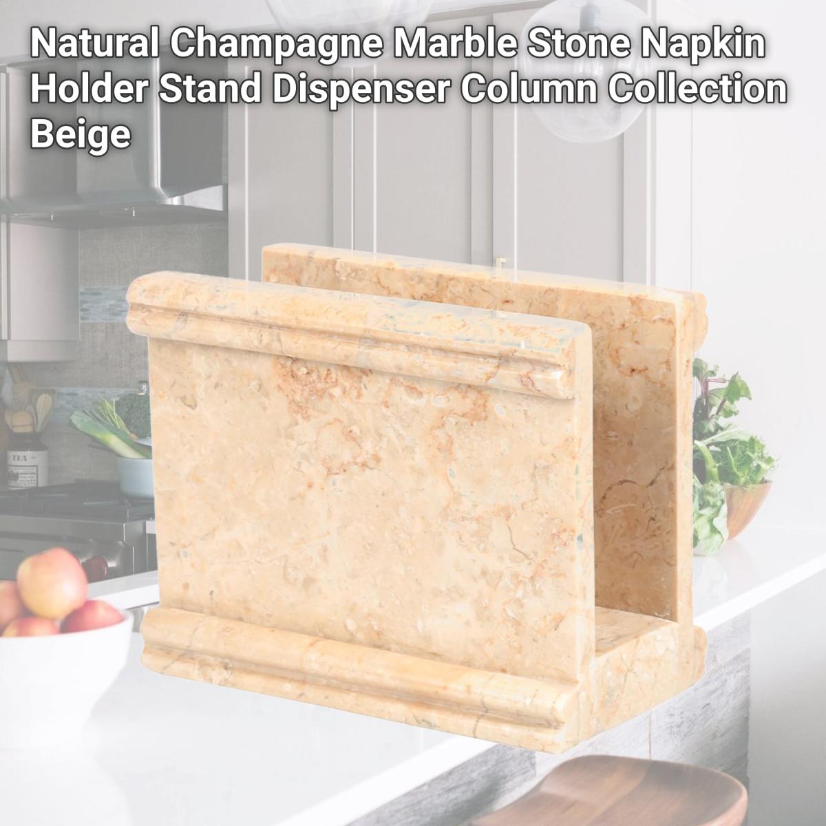Picture of CREATIVE HOME 32983 Creative Home Natural Champagne Marble Stone Napkin Holder, Stand, Dispenser, Column Collection,Beige