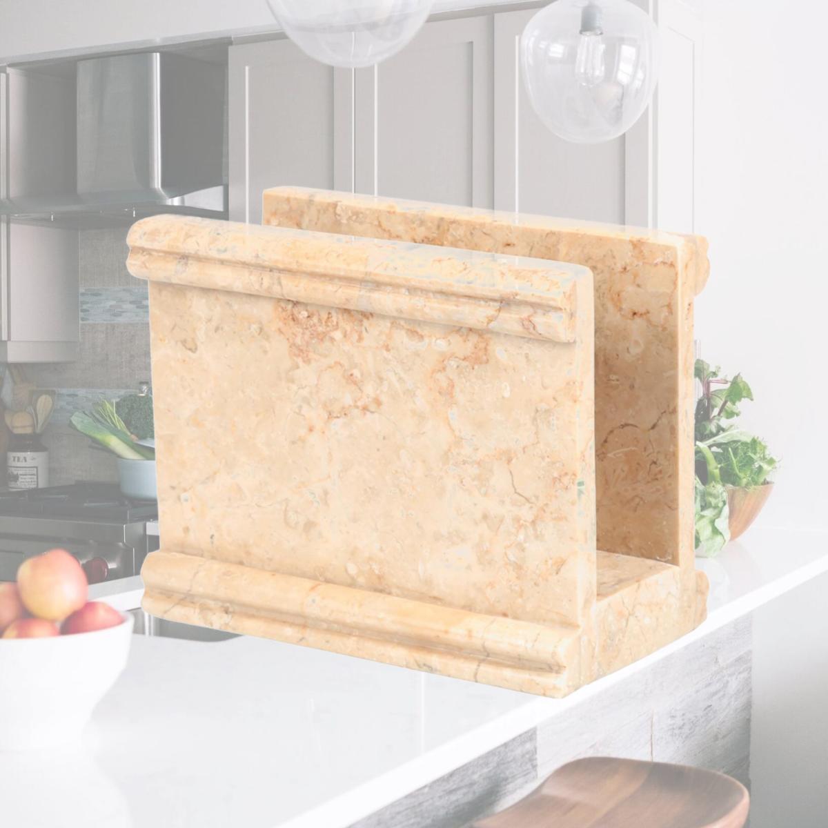 Picture of CREATIVE HOME 32983 Creative Home Natural Champagne Marble Stone Napkin Holder, Stand, Dispenser, Column Collection,Beige