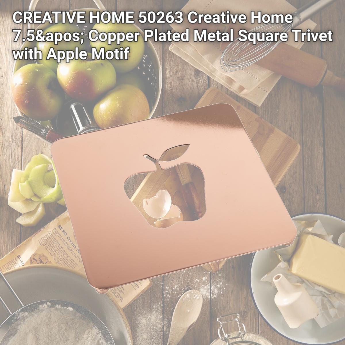 Picture of CREATIVE HOME 50263 Creative Home 7.5' Copper Plated Metal Square Trivet with Apple Motif