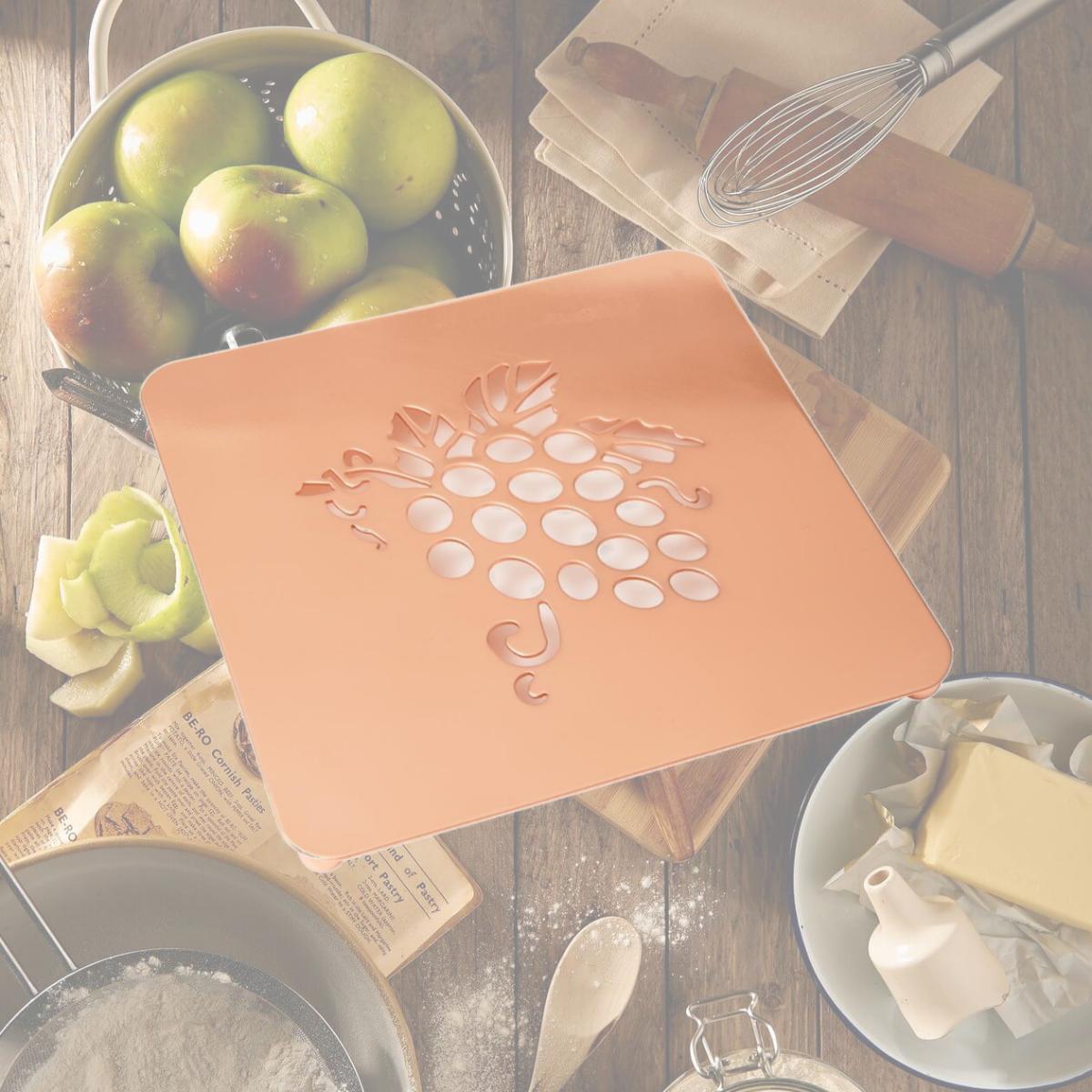 Picture of CREATIVE HOME 50243 Creative Home Copper Plated Metal Square Trivet for Tea Pot Hot Pan with Laser Cut Grape Motif
