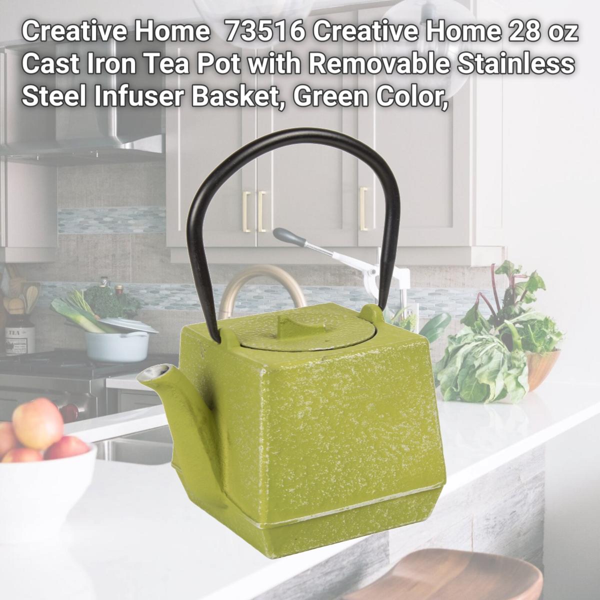 Picture of Creative Home  73516 Creative Home 28 oz Cast Iron Tea Pot with Removable Stainless Steel Infuser Basket, Green Color,