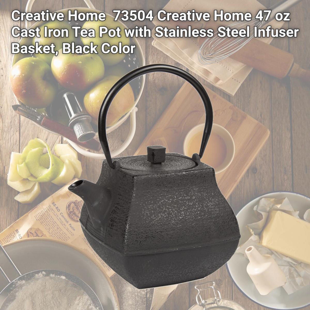 Picture of Creative Home  73504 Creative Home 47 oz Cast Iron Tea Pot with Stainless Steel Infuser Basket, Black Color