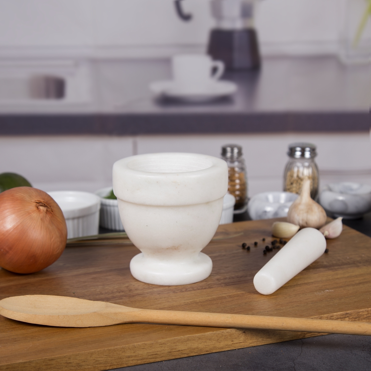 Picture of Evco International 74002 - The Byzantine Collection - White - Marble Mortar And Pestle