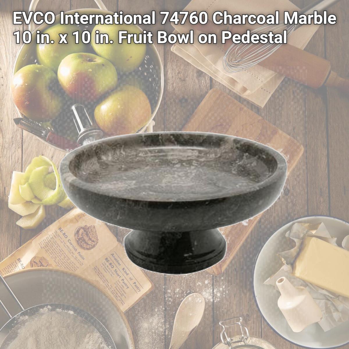 Picture of EVCO International 74760 Charcoal Marble 10 in. x 10 in. Fruit Bowl on Pedestal