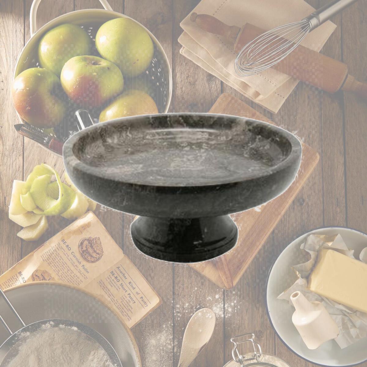Picture of EVCO International 74760 Charcoal Marble 10 in. x 10 in. Fruit Bowl on Pedestal