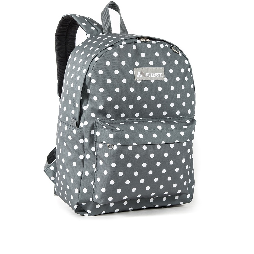 2045p-gry-wht Dot Classic Pattern Backpack, Gray & White Dot