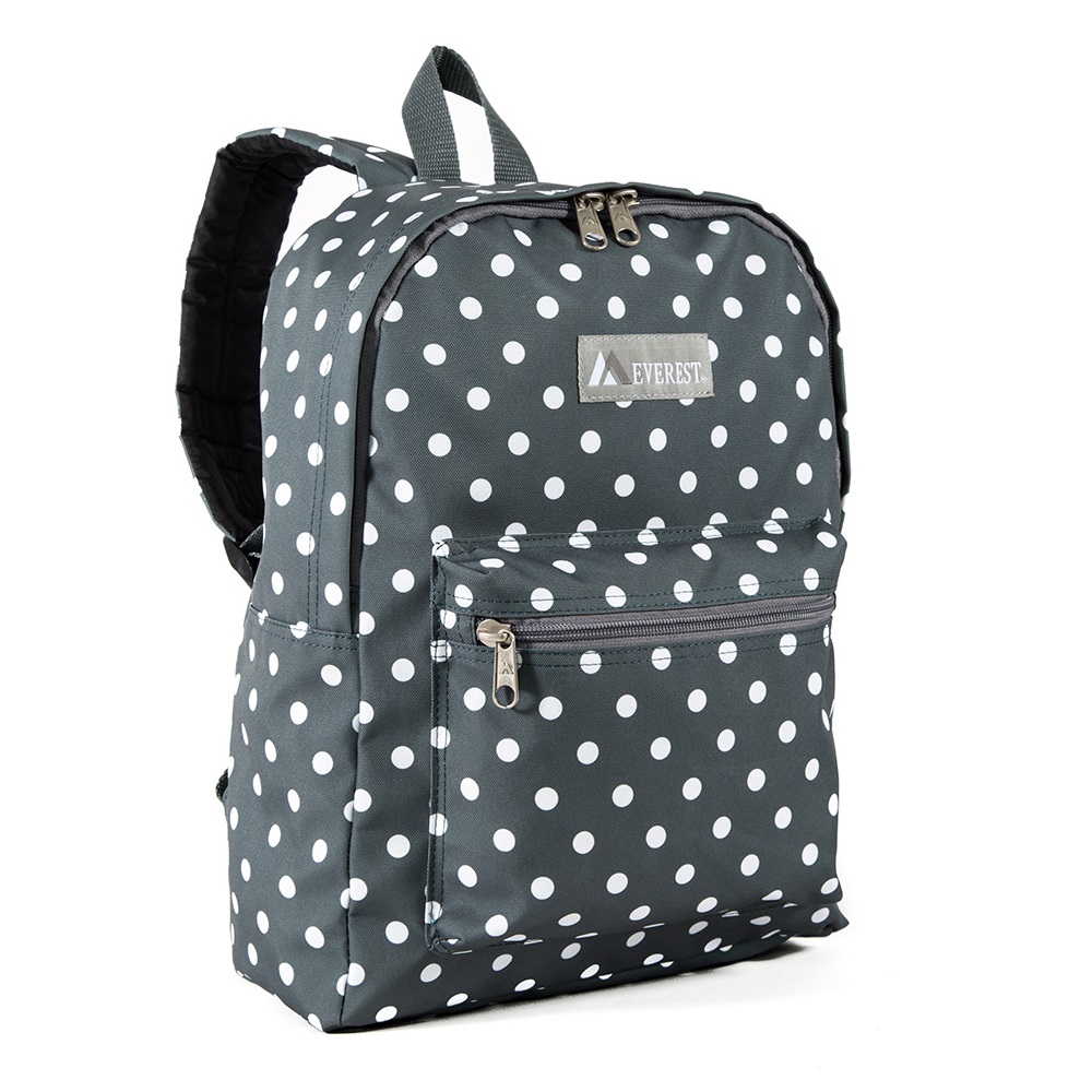 1045kp-gry-wht Dot Basic Pattern Backpack, Gray & White Dot