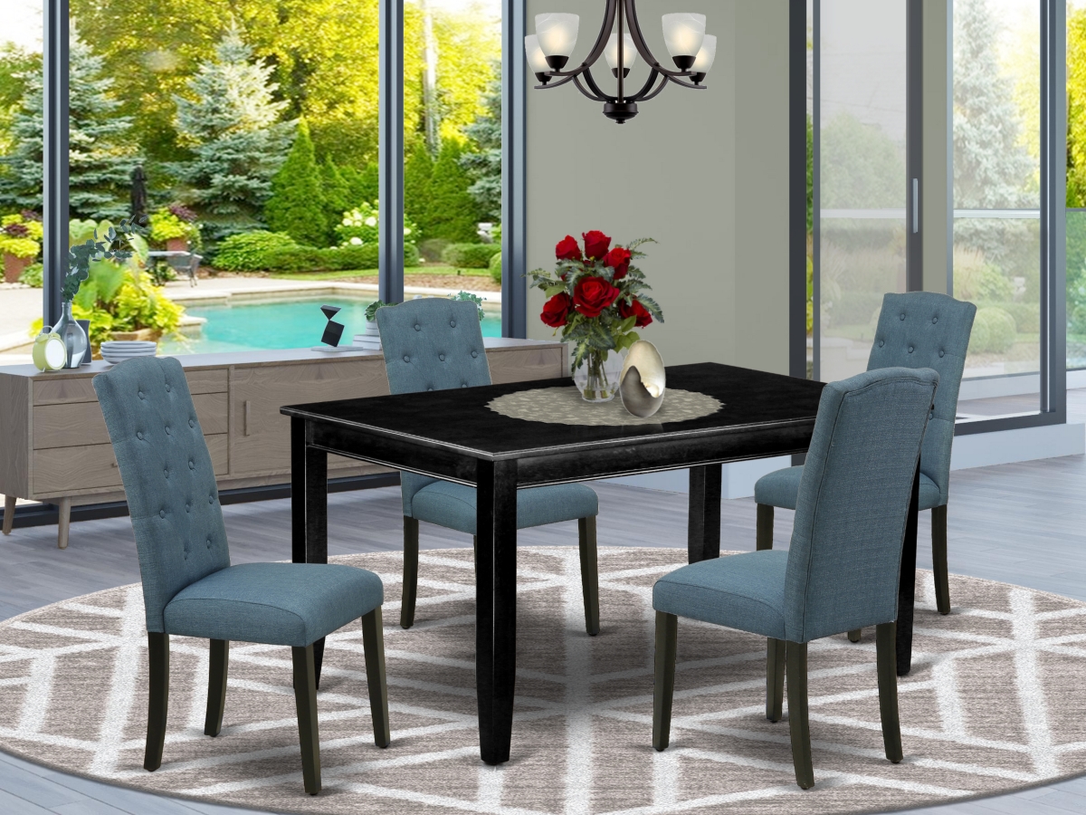 5 Piece Dudley Dining Set - Black & Blue