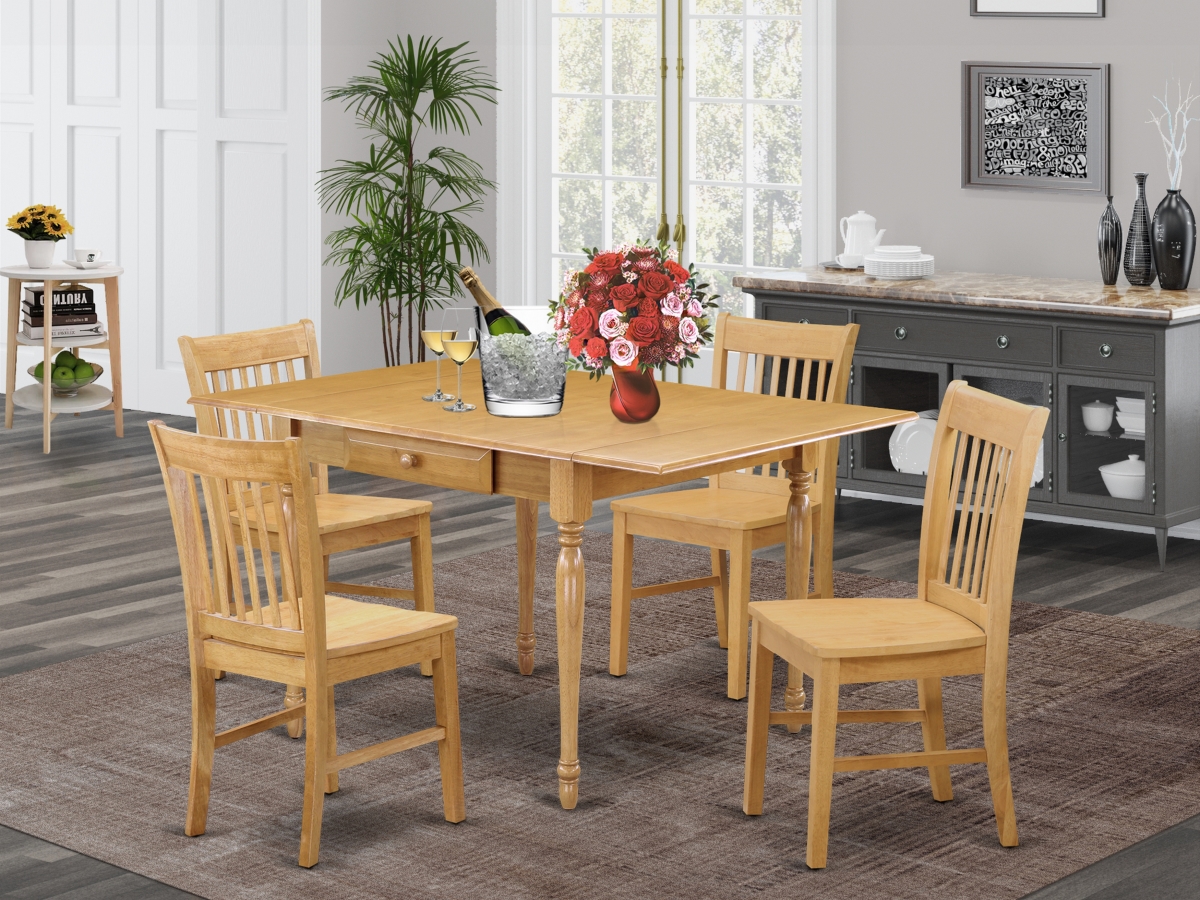 5 Piece Monza Modern Dining Table Set - Oak