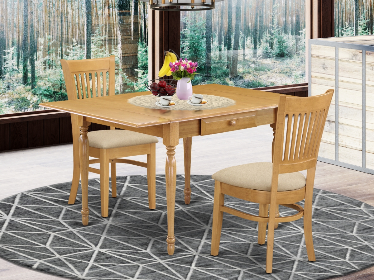 3 Piece Monza Modern Dining Table Set - Light Beige & Oak