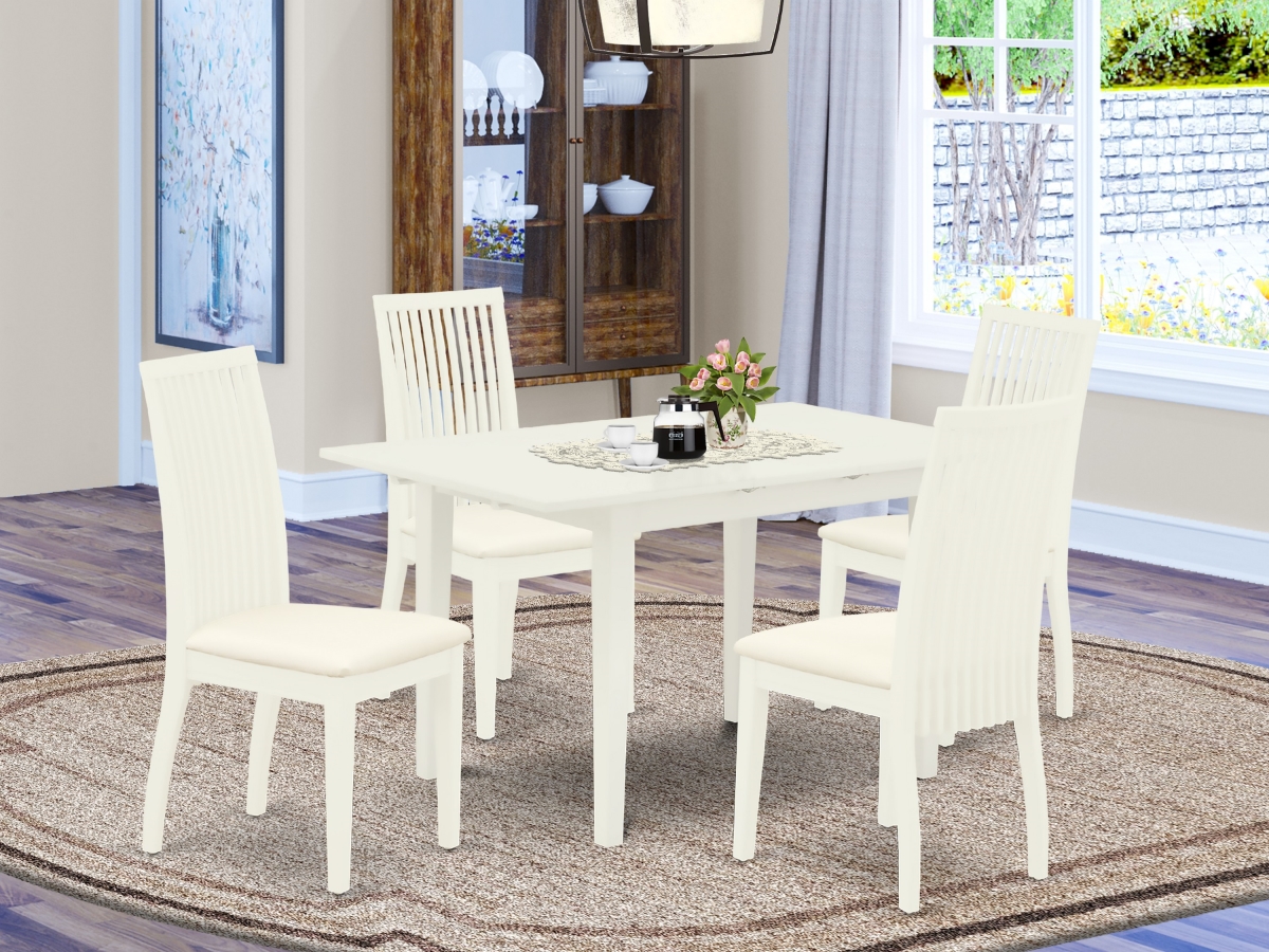 5 Piece Norfork Rectangular Dining Table Set - Linen White