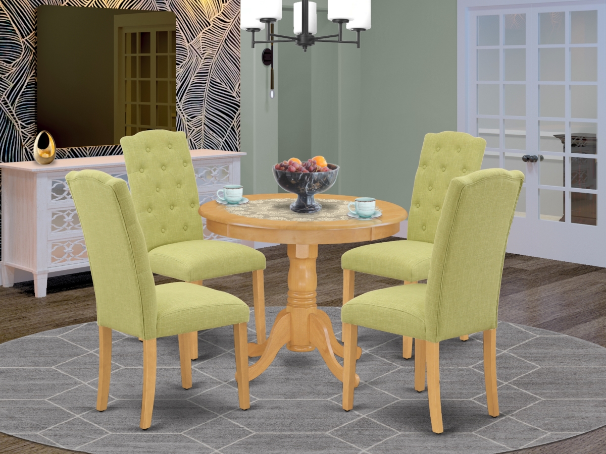 5 Piece Antique Dining Set - Oak & Limelight