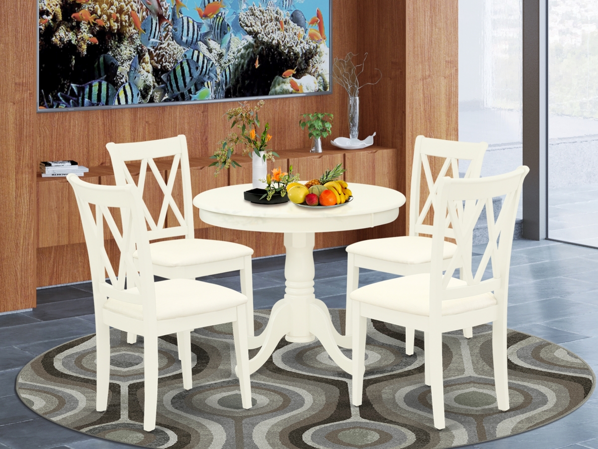 5 Piece Antique Dining Set - Linen White