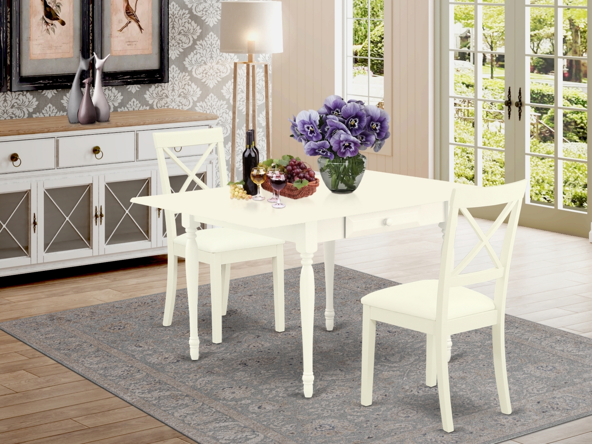 3 Piece Monza Dining Table Set - Linen White