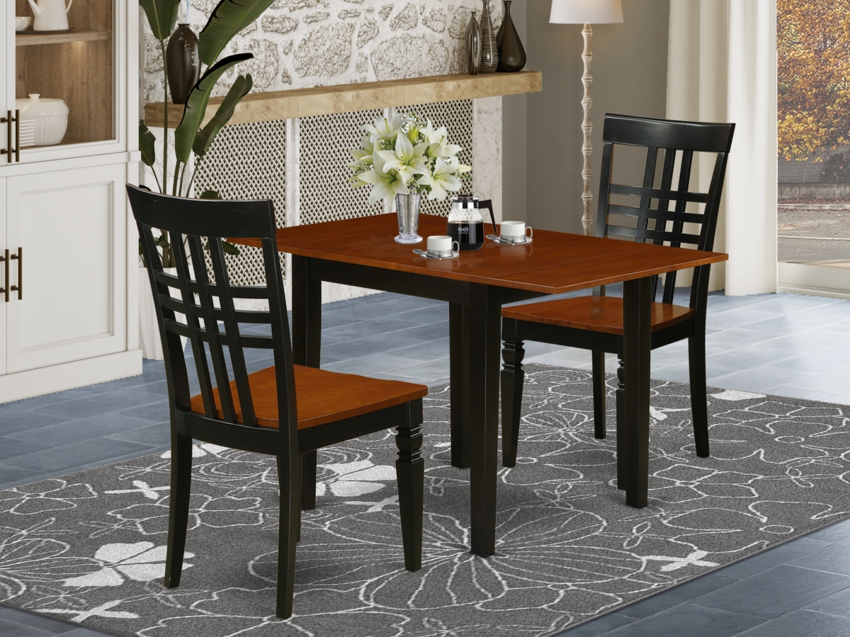 3 Piece Norden Modern Dining Table Set - Black & Cherry