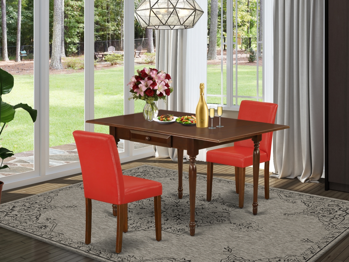 3 Piece Monza Dinette Set - Mahogany & Firebrick Red