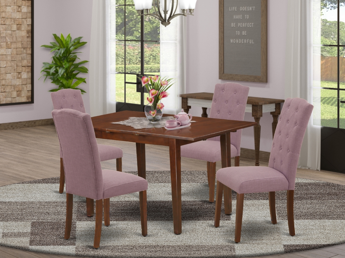 5 Piece Norfork Dining Set - Mahogany & Dahlia