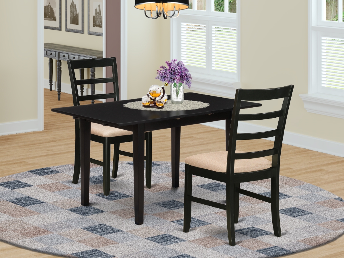 3 Piece Norfolk Rectangular Dining Table Set - Black