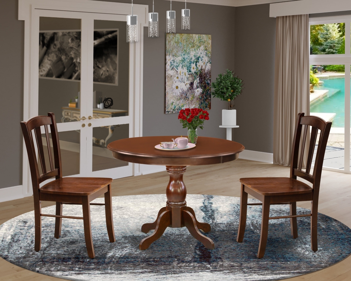 HBDL3-MAH-W Dining Room Table Set, Mahogany - 2 Kitchen Dining Chairs & Dining Room Table - 3 Piece