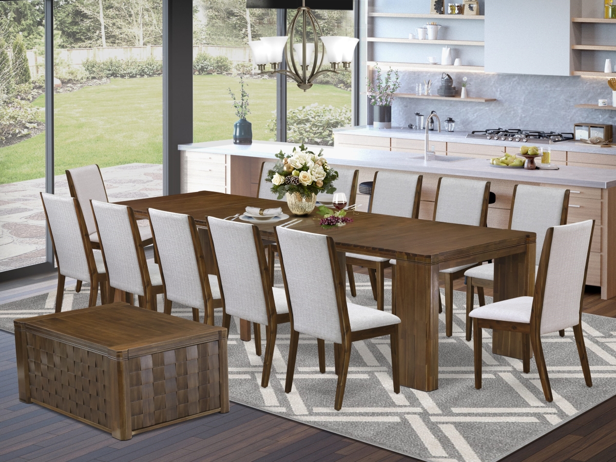 X12LA-0C8-05 Extendable Dining Set, Antique Walnut - A Rectangle Xtenczar Kitchen Table - 14 Piece