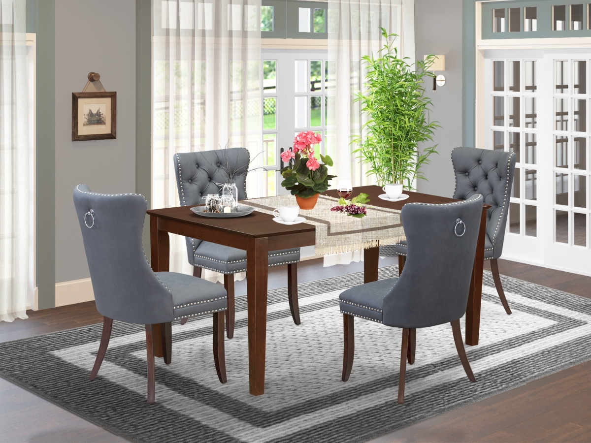 CADA5-MAH-13 Kitchen Table Set Contains A Rectangle Modern Dining Table & 4 Upholstered Chairs, Mahogany - 5 Piece