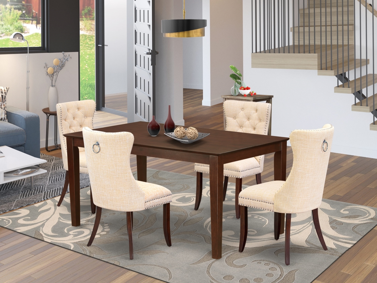 CADA5-MAH-32 Kitchen Table Set with A Rectangle Modern Dining Table & 4 Padded Chairs, Mahogany - 5 Piece