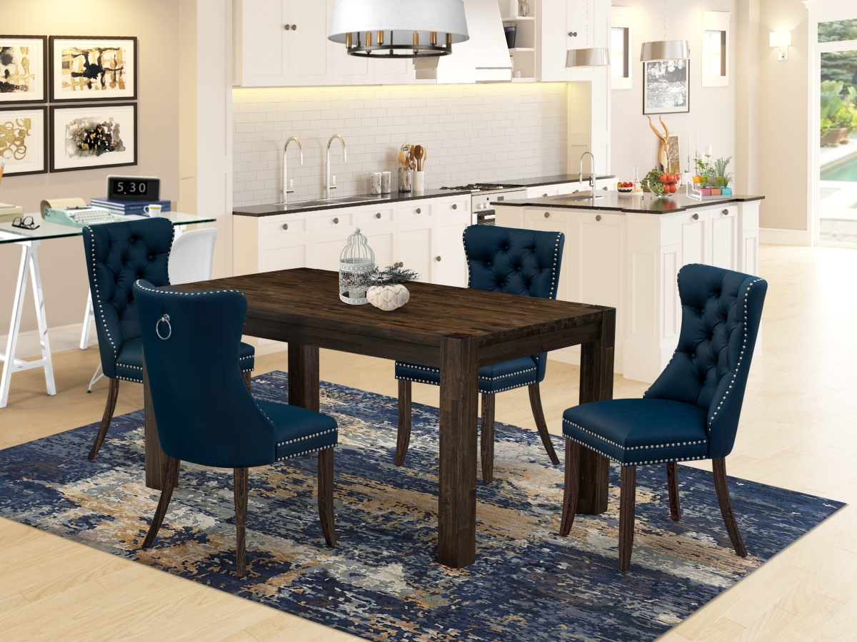 CNDA5-07-T29 Modern Dining Set Contains A Rectangle Rustic Wood Kitchen Table & 4 Chairs, Jacobean - 5 Piece