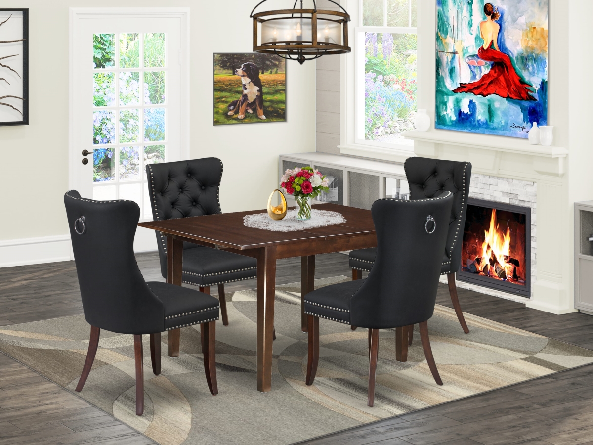 MLDA5-MAH-12 Dining Set - Removable Leaf & 4 Upholstered Chairs, Mahogany - 5 Piece