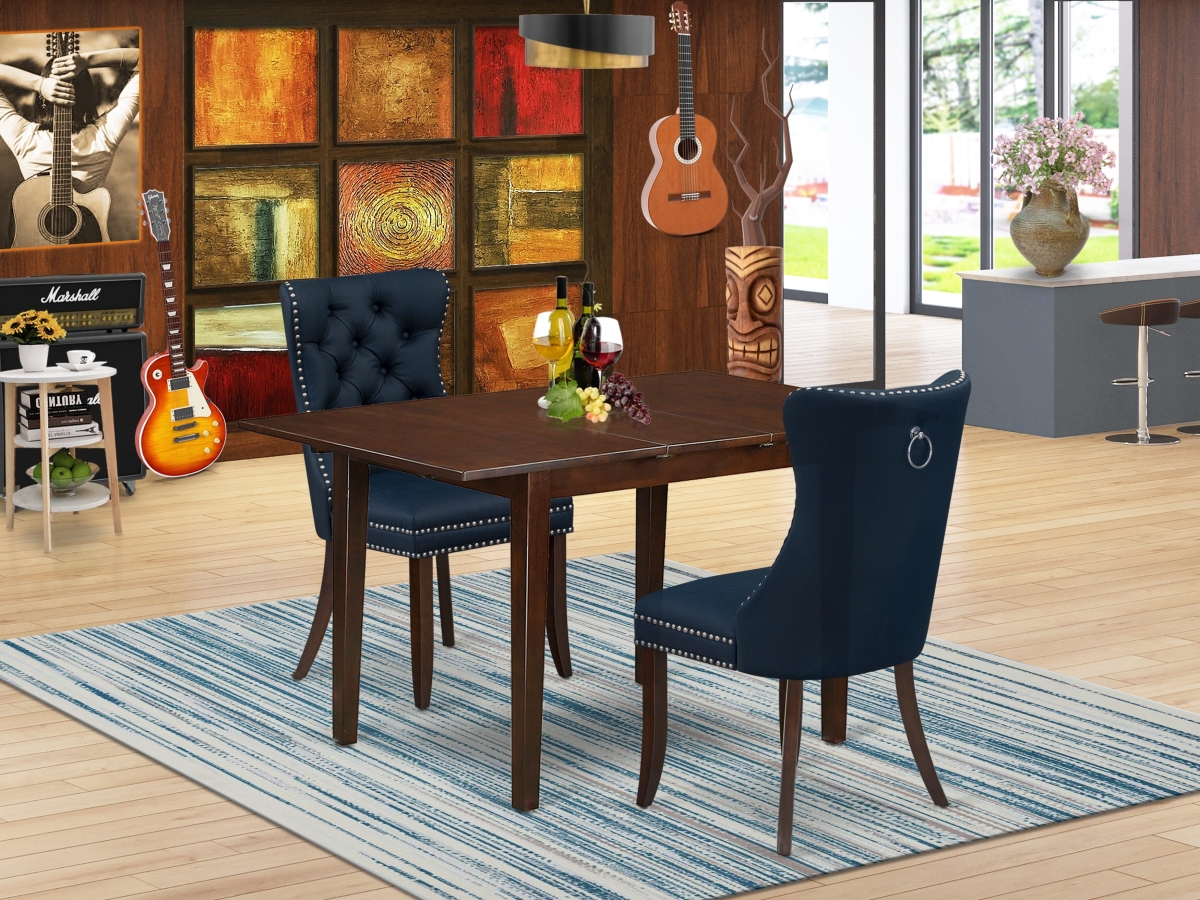 PSDA3-MAH-29 Kitchen Set with A Rectangle Dining Table with Removable Leaf & 2 Padded Chairs, Mahogany - 3 Piece
