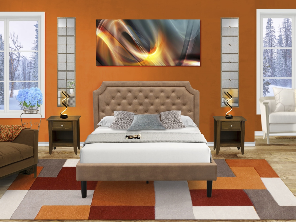 UPC 840017392145 product image for GB28Q-2GA08 Bedroom Set with An Upholstered Bed & 2 Antique Walnut Small Nightst | upcitemdb.com