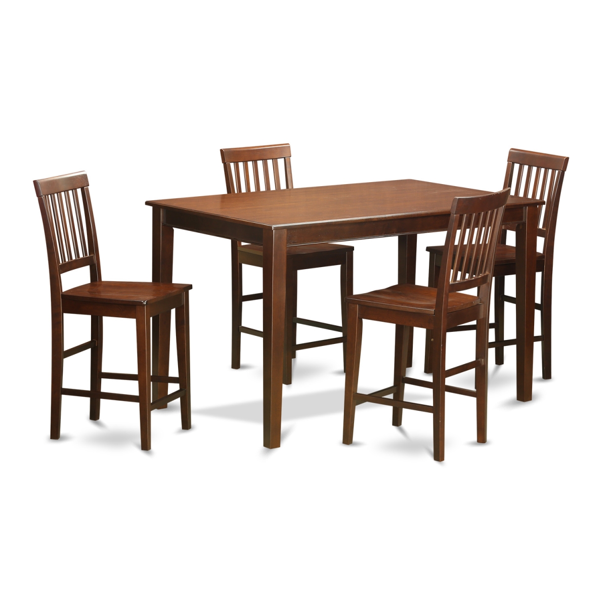 Counter Height Pub Table & 4 Chairs, Mahogany