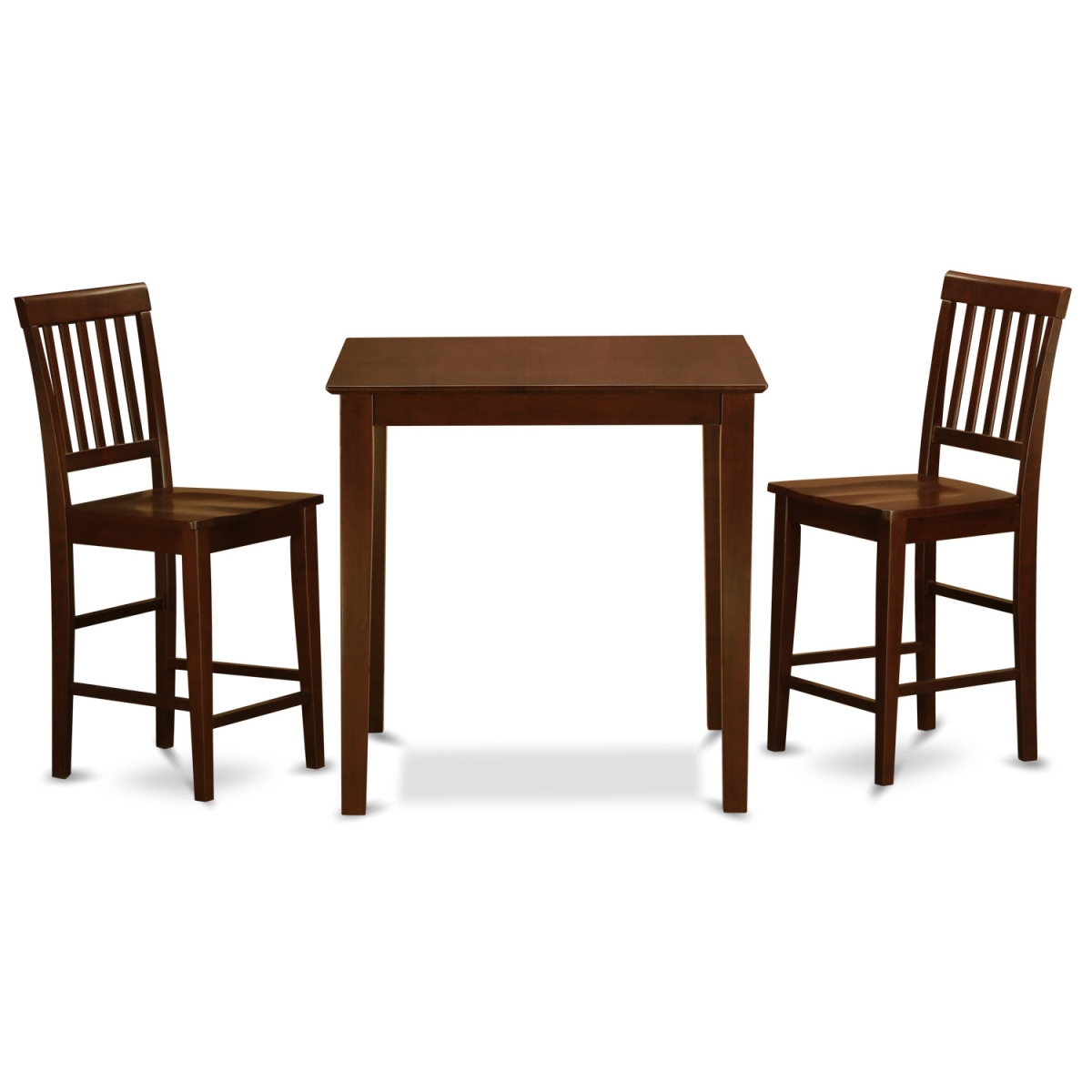 Counter Height Pub Table & 2 Kitchen Chairs, Mahogany