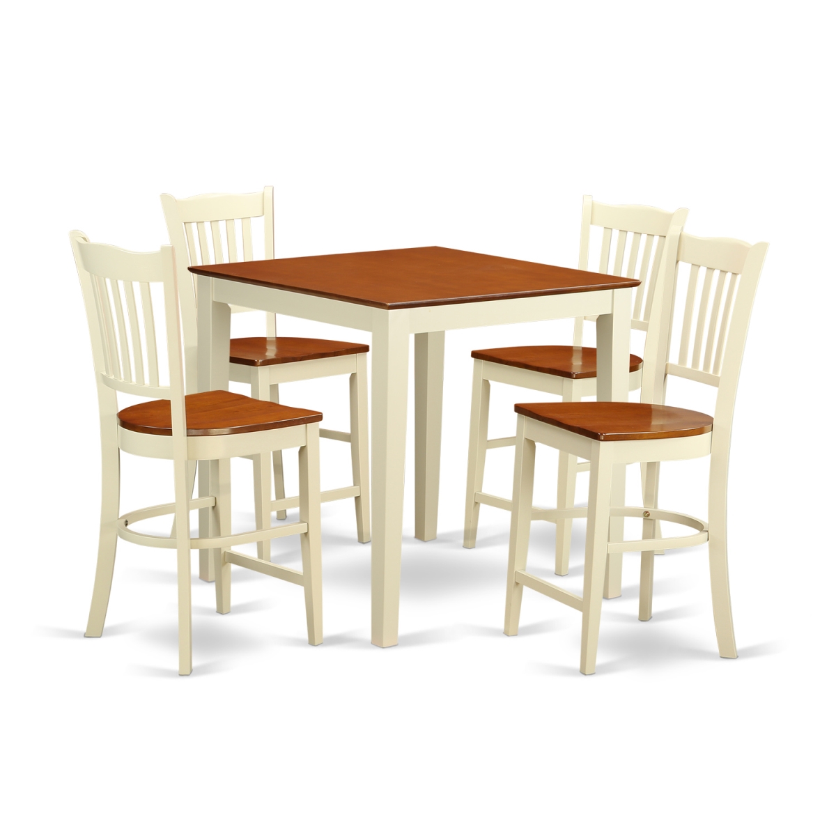 Counter Height Pub Table & 4 Chairs, White Finish
