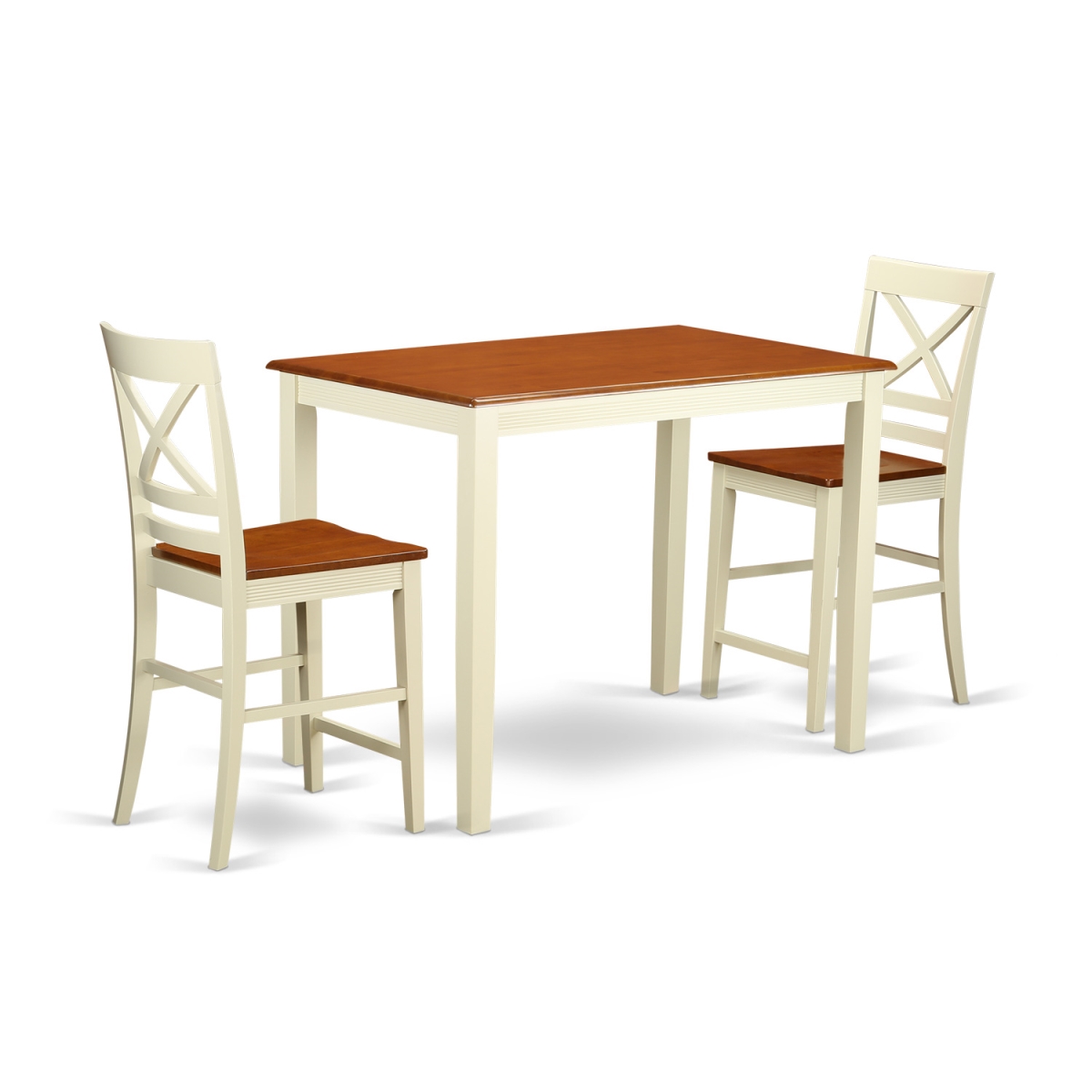 Counter Height Pub Table & 2 Chairs, White Finish