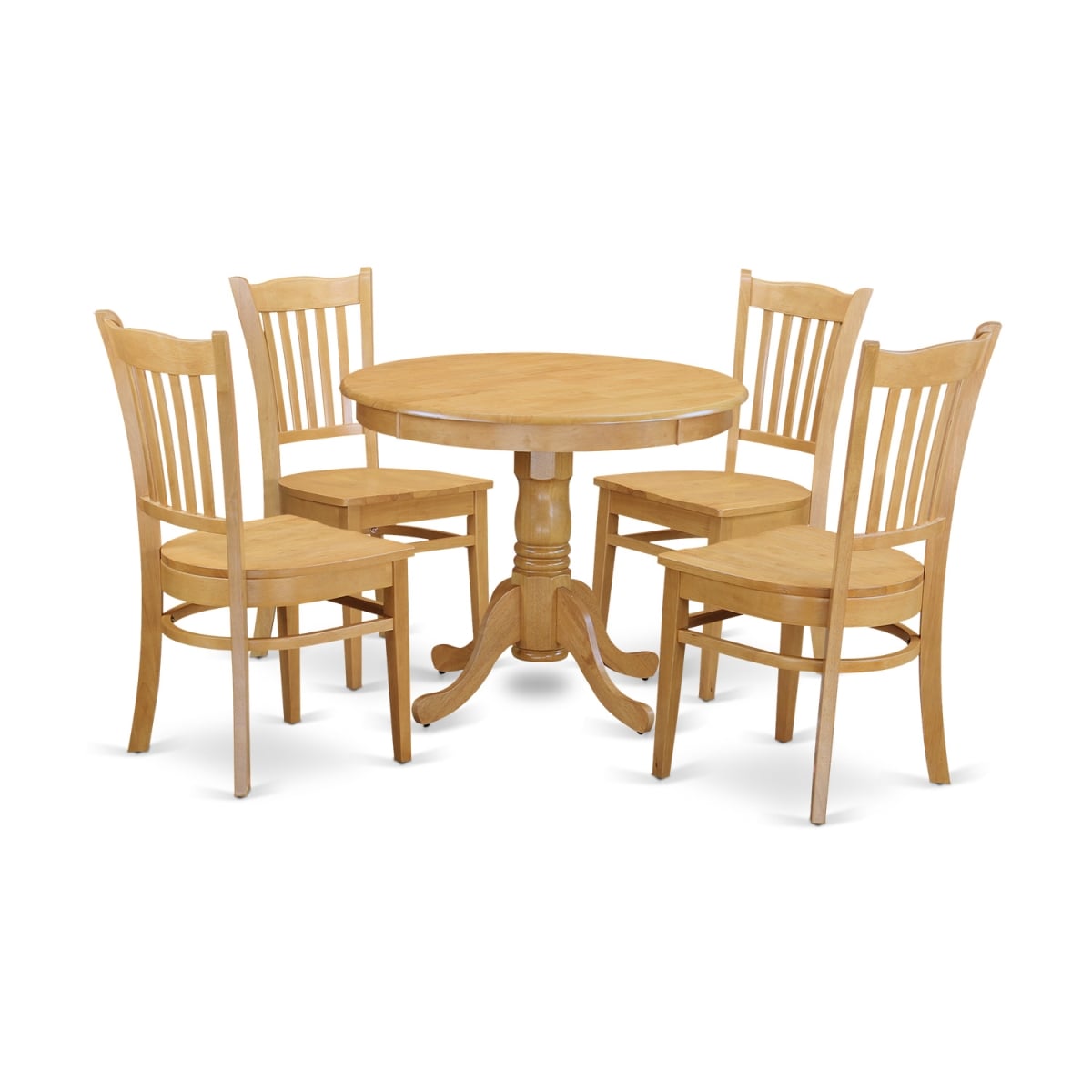 ANGR5-OAK-W Small Kitchen Table & 4 Dining Room Chairs, Oak