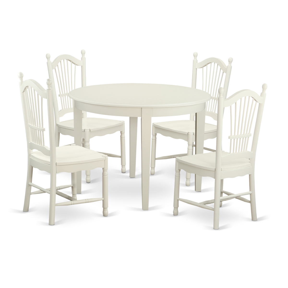 Kitchen Dinette Set - Table & 4 Chairs, Linen White - 5 Piece