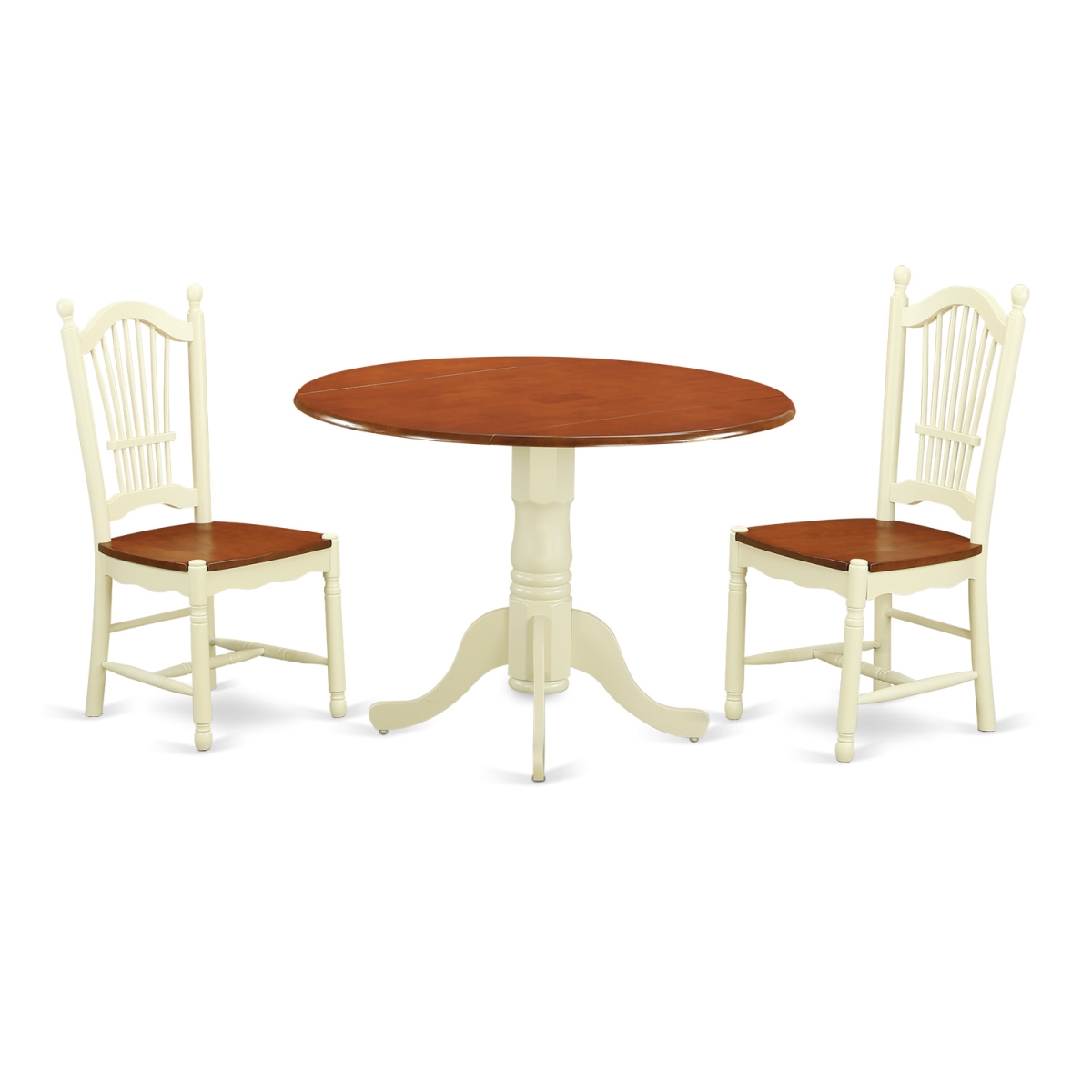 Kitchen Dinette Set - Kitchen Table & 2 Chairs, Buttermilk & Cherry - 3 Piece