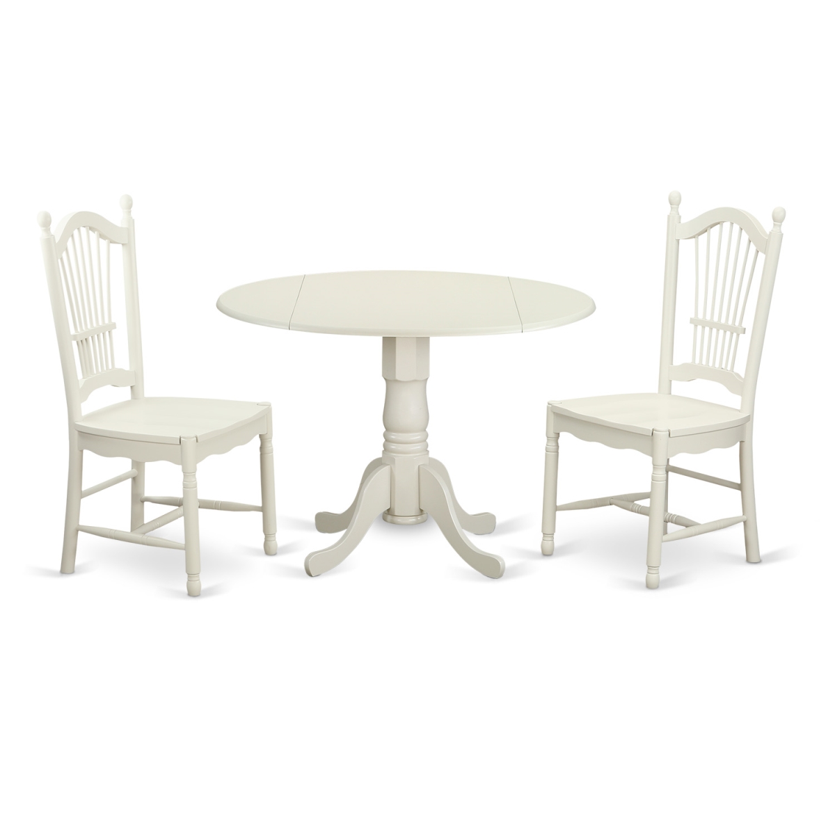 Dldo3-whi-w Kitchen Dinette Set With 2 Table & 2 Chairs, Linen White - 3 Piece