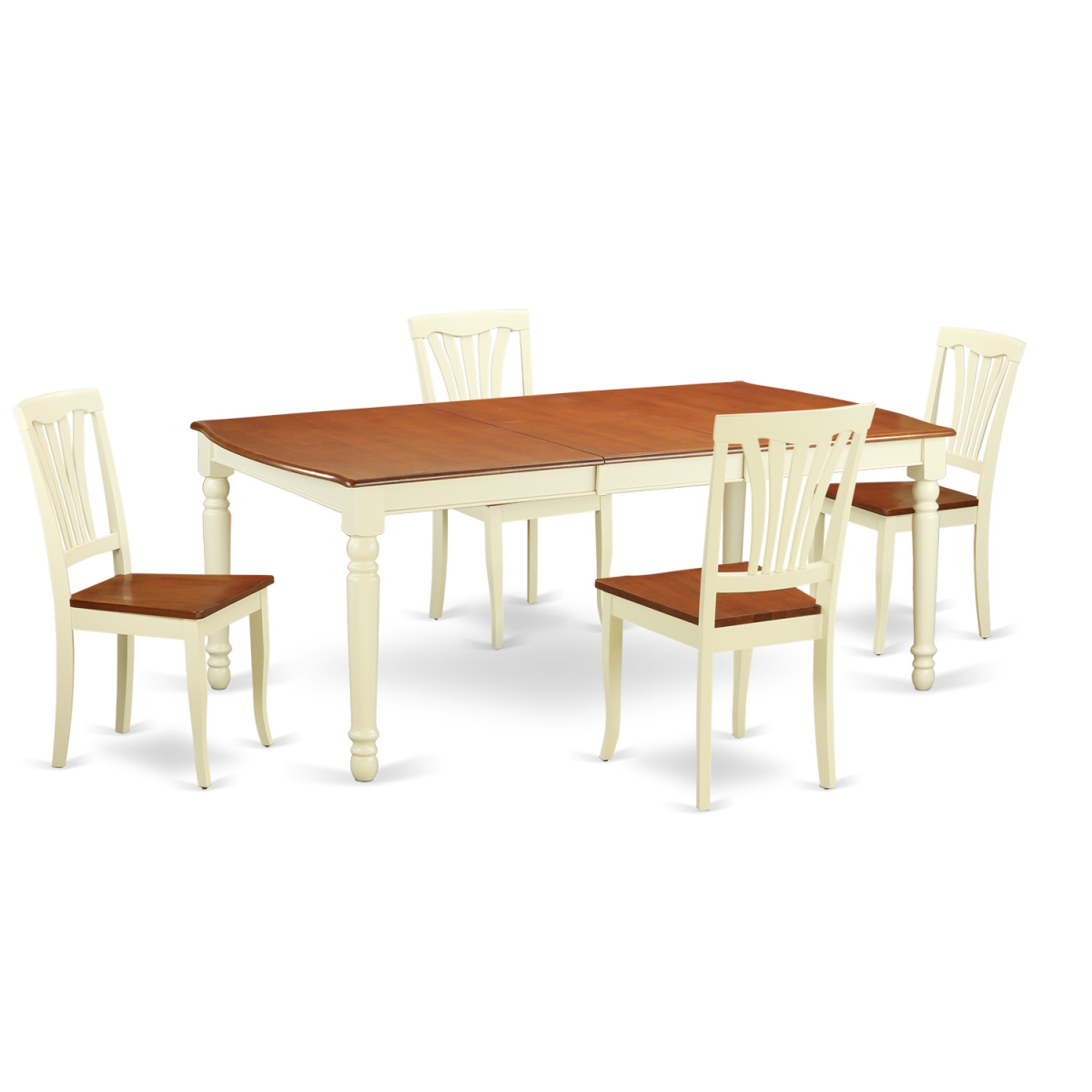 Doav5-whi-w Wood Seat Dinette Table Set - Kitchen Table & 4 Chairs, Buttermilk & Cherry - 5 Piece
