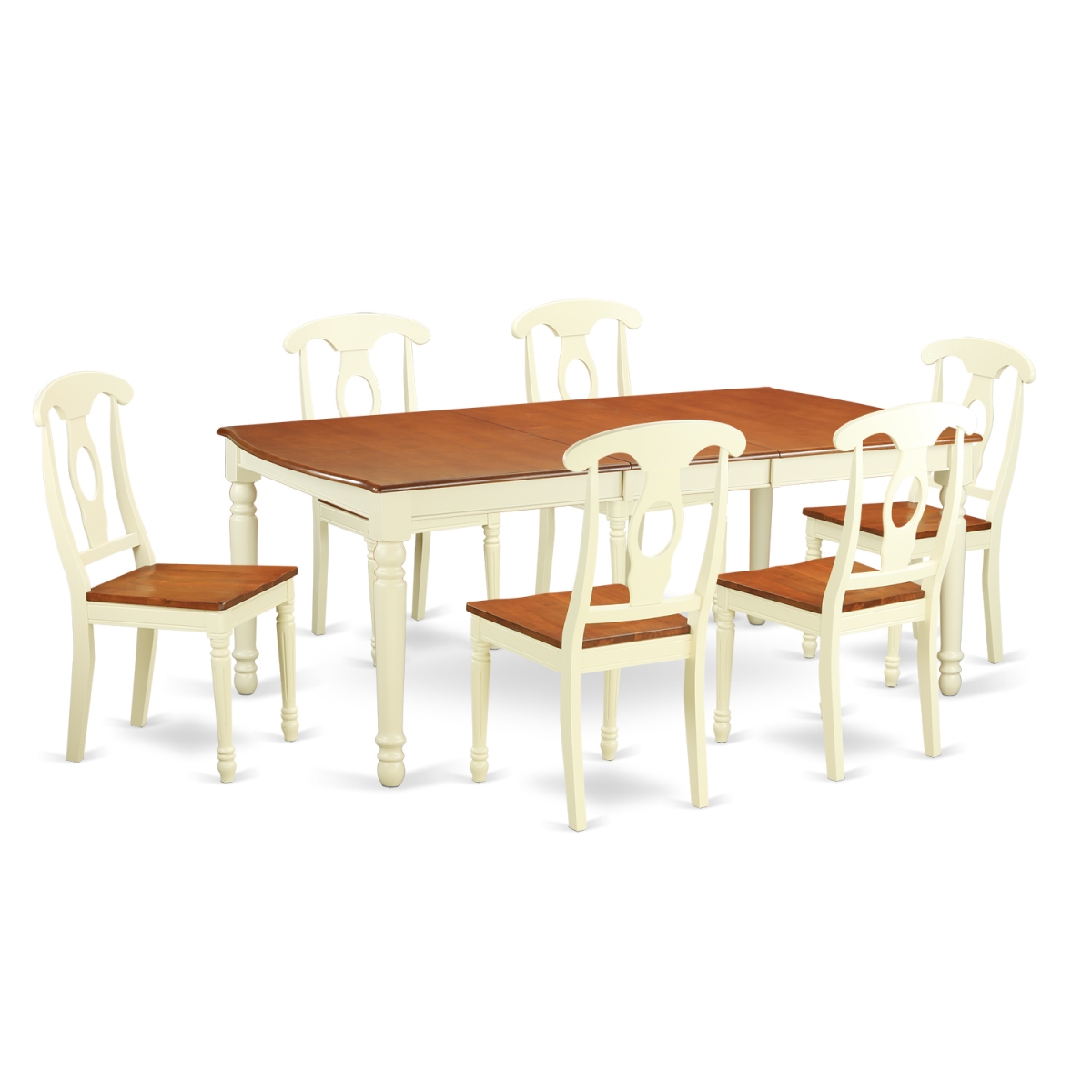 Doke7-whi-w Dinette Set With 6 Table & 6 Chairs, Buttermilk & Cherry - 7 Piece