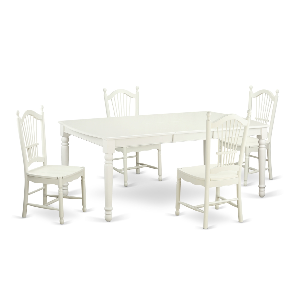 Dinette Table Set - Kitchen Table & 4 Chairs, Linen White - 5 Piece