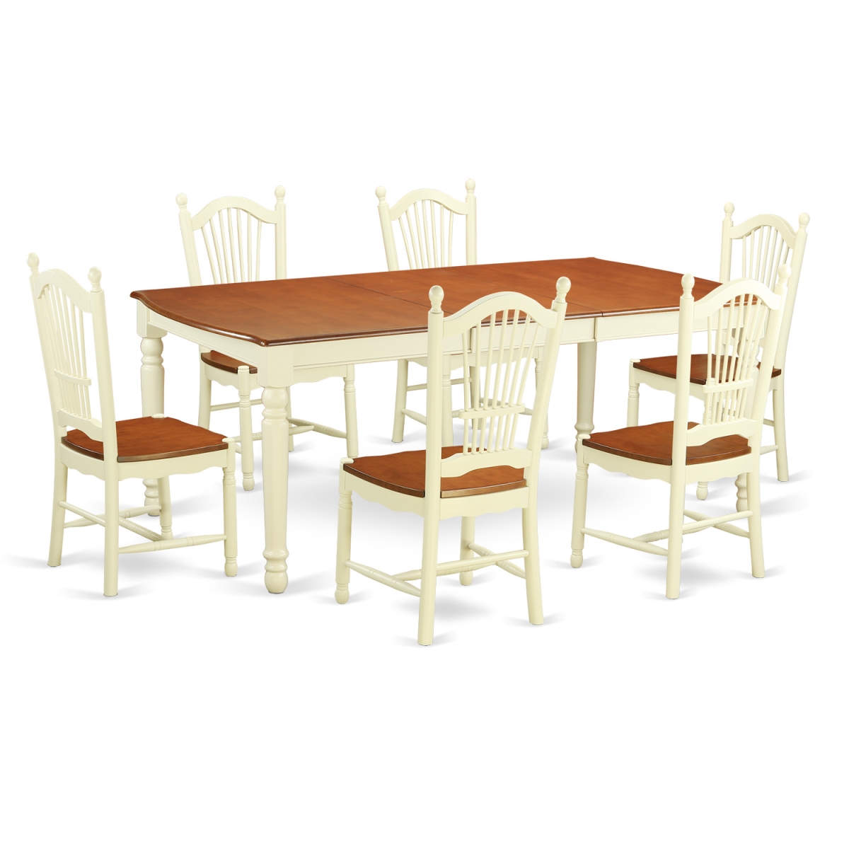 Dove7-whi-w Dinette Table Set With 6 Table & 6 Chairs, Linen White - 7 Piece